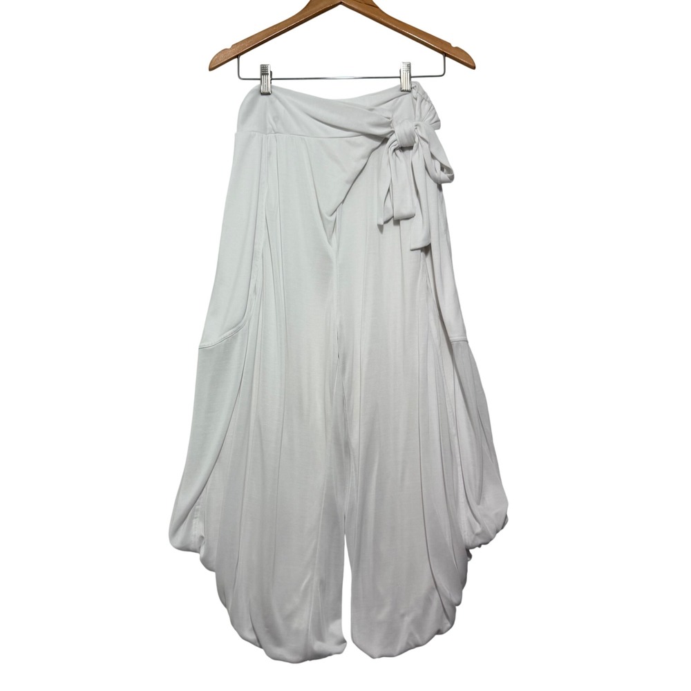 FP Movement Womens Pirouette Harem Pants Small White knit Balletcore Bubble Hem